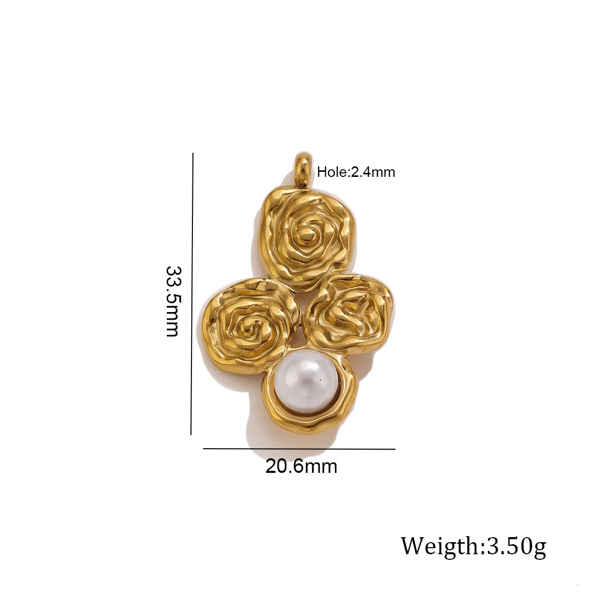 5Pcs Stainless Steel 18K Gold Plated Moon Rose pearl Charms Pendants DIY Necklace Bracelet Earrings Jewelry Making Accessories view 6