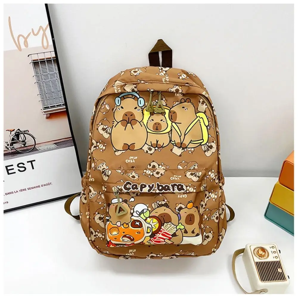 New Large Capacity Capybara Backpack Breathable Cartoon Student Schoolbag Ultra-light Nylon Book Bag
