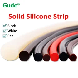 1-10M Black/Red/White Solid Silicone Cord Rubber Gasket Trim Seal Strips O Ring High Temperature Waterproof Dia 1mm~25mm