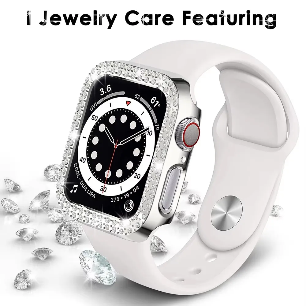 Diamond bumper+Screen Protector Cover For Apple i Watch Case 45mm 41mm 40mm 44mm 42mm 38mm iwatch series