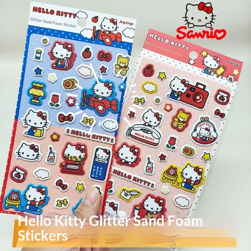 

Sanrio Hello Kitty 3d Puffy Bubble Stickers Glitter Foam Stickers For Diy Scrapbook Luggage Phone Case Diary Decoration