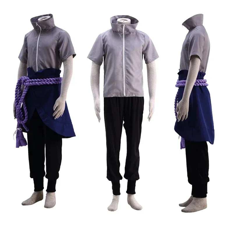 123Uchiha تأثيري أنيمي Daiyoji Ninkai Taisen Uchiha Sasuke القمم السراويل شعر مستعار الدعاوى هالوين زي الرجال