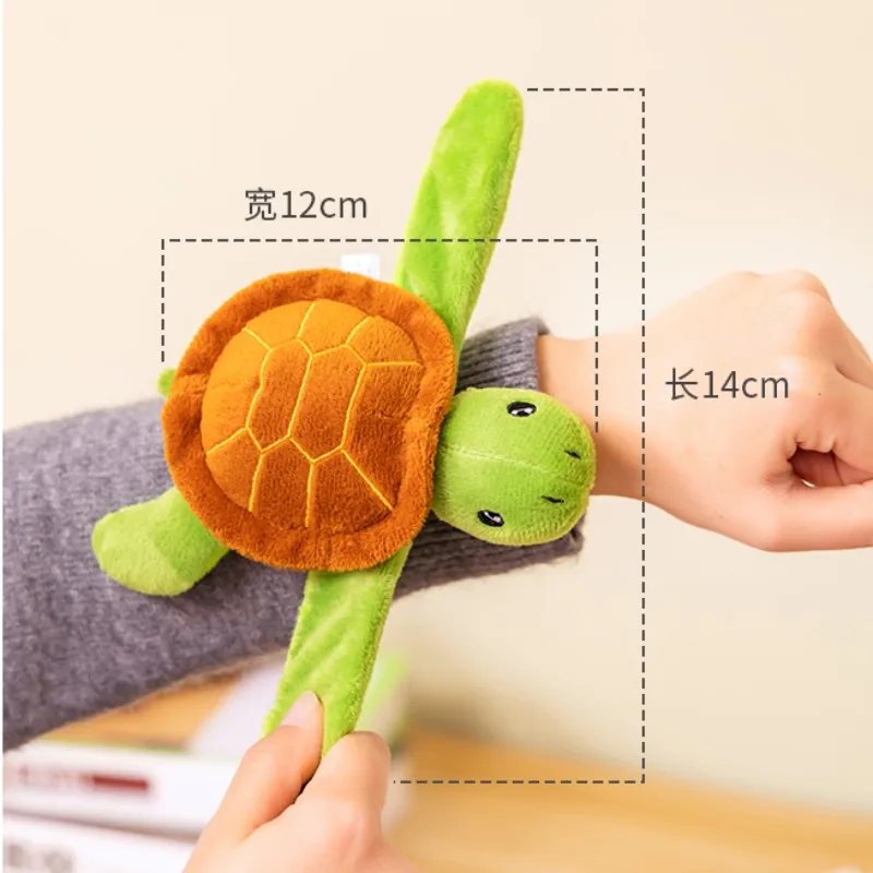 14*12CM Schöne Elefant Einhorn Giraffe Faultier Schildkröte Slap Snap Wrap Armband Armband Plüsch Stofftier Puppe Armband – Detail 10