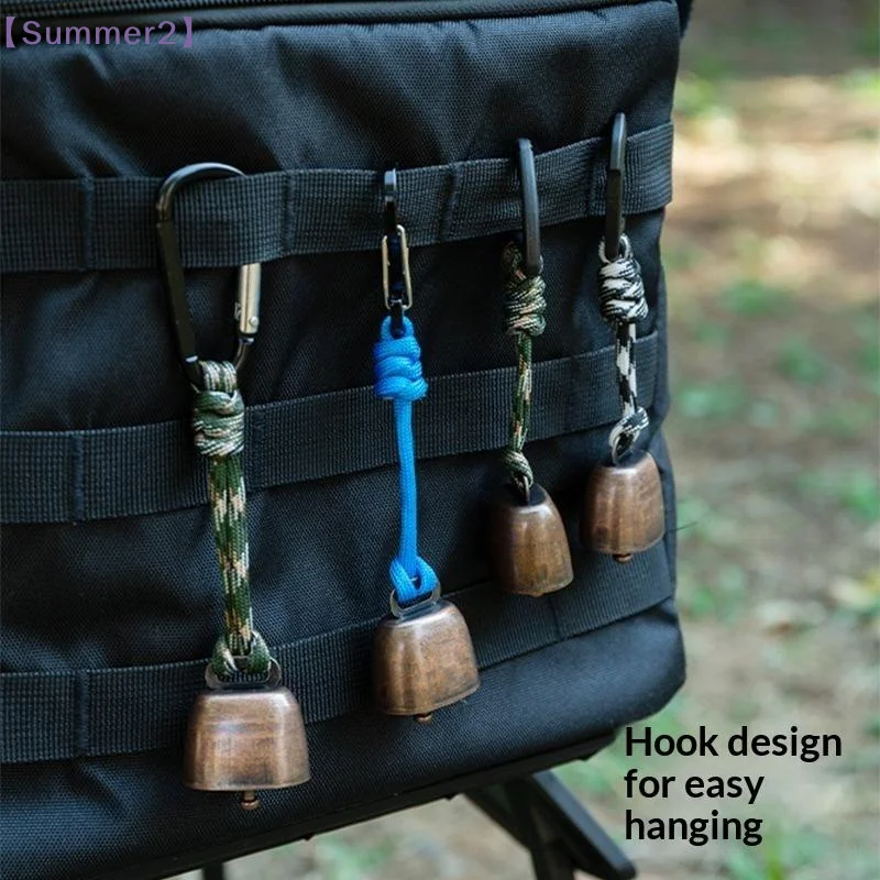 【Xia2】Outdoor Metal Bear Bells With Paracord Lanyard And Metal Hook For Hiking Camping Scare Animals{S}