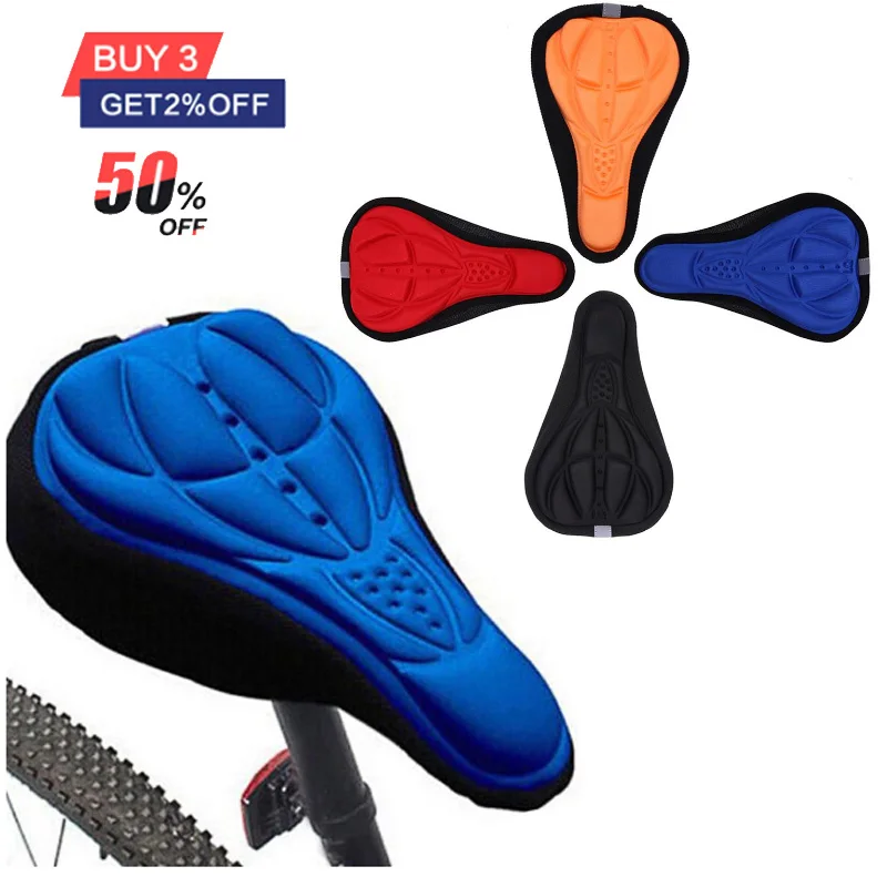 Bicycle Saddle Seat Pad Breathable Bicycle Seat Cushion Cover 3D Silicone Sponge Cushion Mountain Bike Seat Cover Cycling Saddle