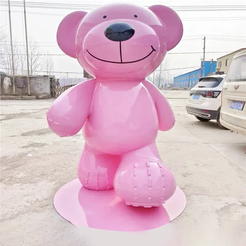Large Pink Bear Ornament Sitting Bear Outdoor Decoration Large Outdoor Sculpture
