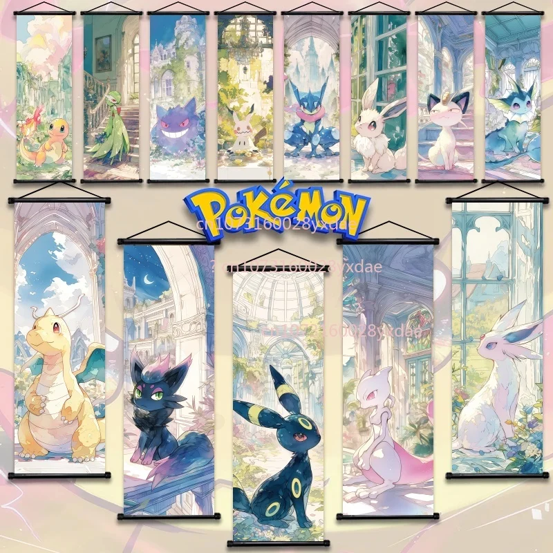 

Classic Anime Pokémon Eevee Gengar Lucario Charizard Eevee Art HD Poster Bedroom Decoration Scroll Drawing Children's Gifts