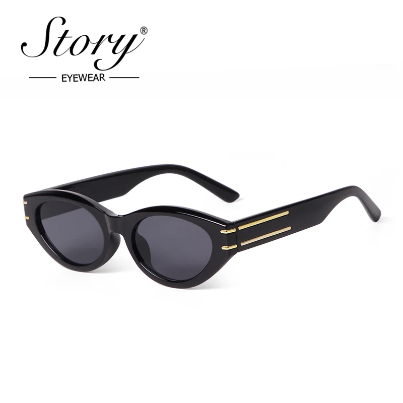 HISTORIA Gafas De Sol ovaladas Retro De moda para Mujer y hombre, Gafas De Sol De ojo De gato Vintage De diseñador De marca De lujo, Gafas De Sol UV para Mujer S4568D
