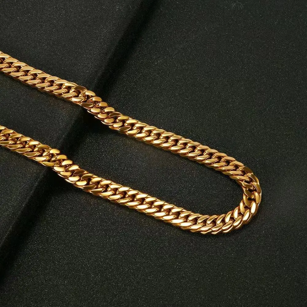 316L Stainless Steel  Cuban Chain Necklace For Men Women Vintage Choker Punk Jewelry Gift Width 8mm