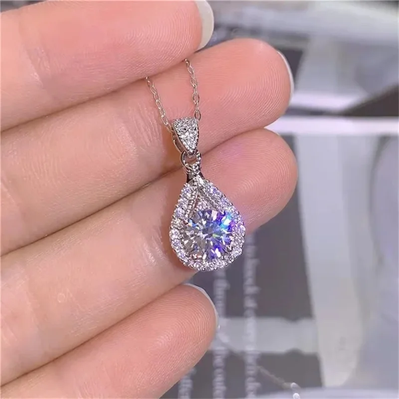 CC Pendant Necklace For Women Cubic Zirconia Shine Gemstone Bridal Wedding Engagement Party Accessories Fine Jewelry With Chain