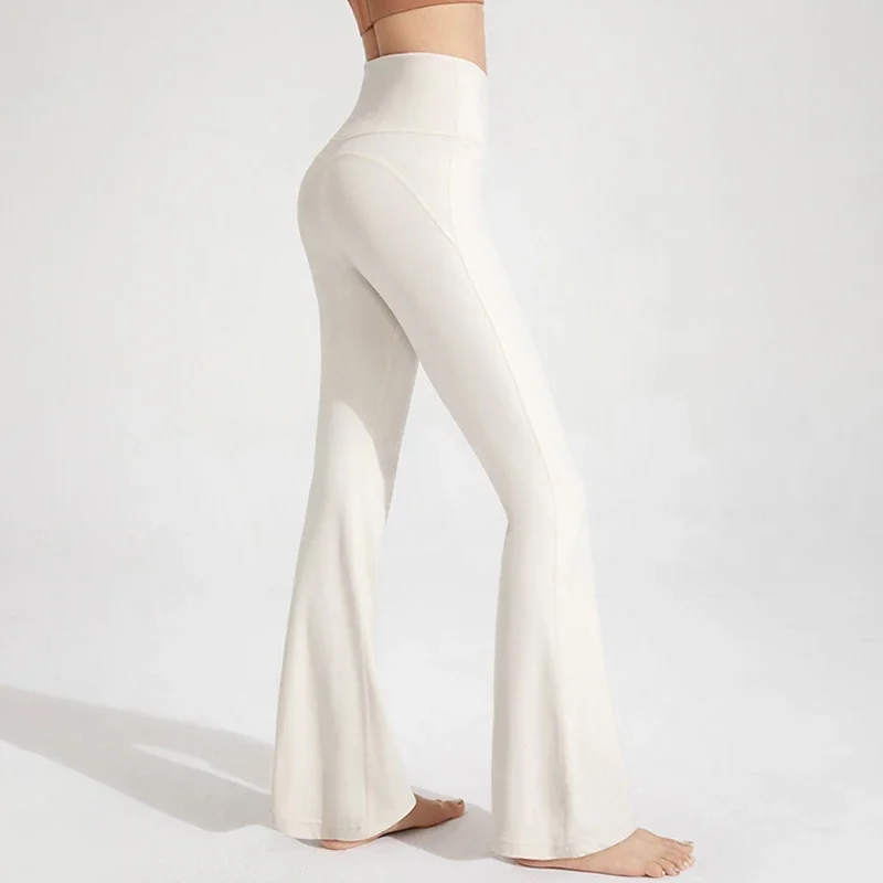 Women's High-Waisted Elastic Bell Bottom Pants Cinching Waist Hip Lifting Fitness Exercise Yoga Casual Outdoor Running