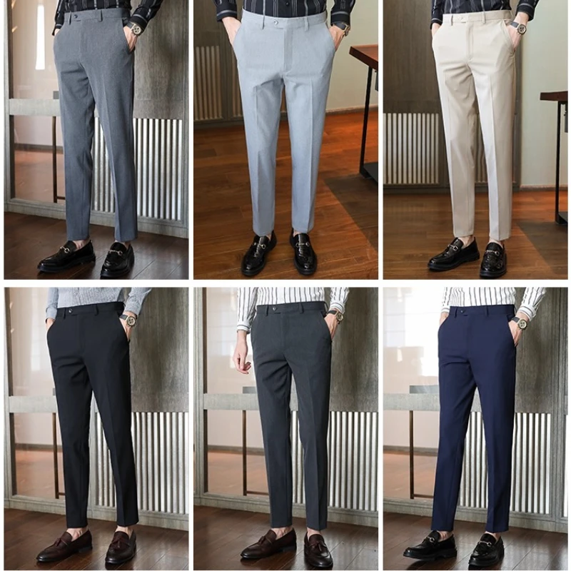 

2025 New Navy Blue Exquisite Edition Casual Suit Pants for Men, Khaki /Gray Slim Fit and Flowing Men's Trousers,large Size 29-42