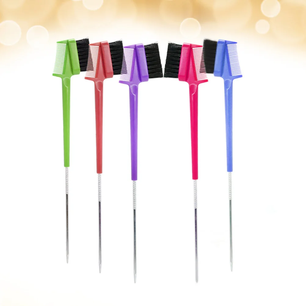 

5pcs Eyebrow Brushes Brow Combs Durable ABS PP Steel Smooth Handle Makeup Tools Hair Dye Salon Home Dual Purpose