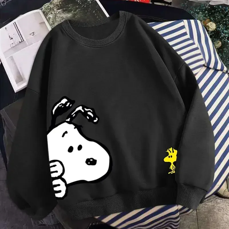 Camisa de fondo suéter de manga larga abrigo Snoopy primavera y otoño Sudadera con capucha niños y niñas suéter fino de cuello redondo