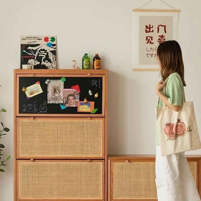 Solid wood shoe cabinet, cherry wood home door, Nordic storage cabinet, Japanese-style small apartment, oak porch storage