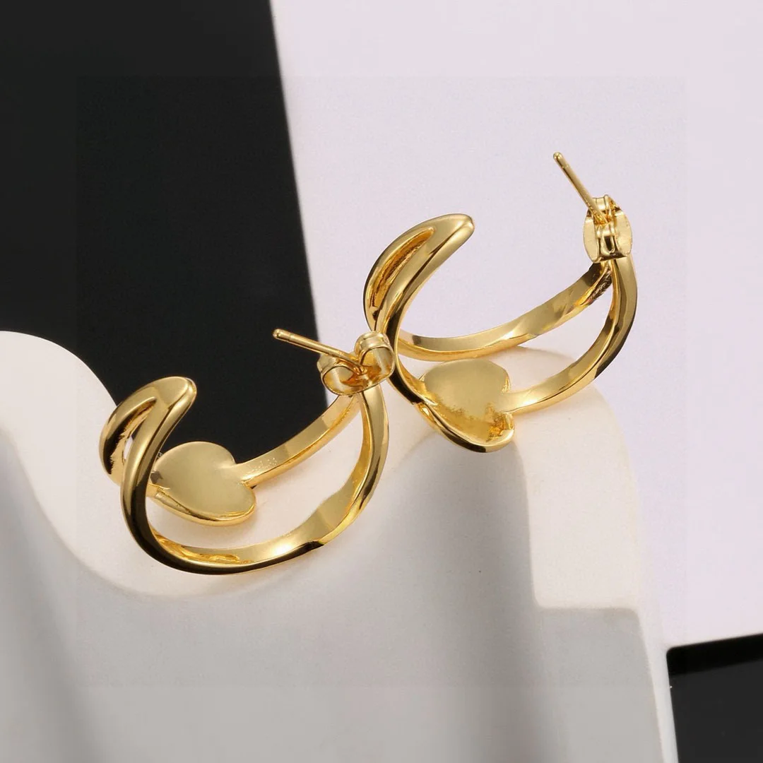 Gold Heart Shaped Hoop Earrings with Diamond Bow Accents Trendy Cute Fashion Jewelry for Women