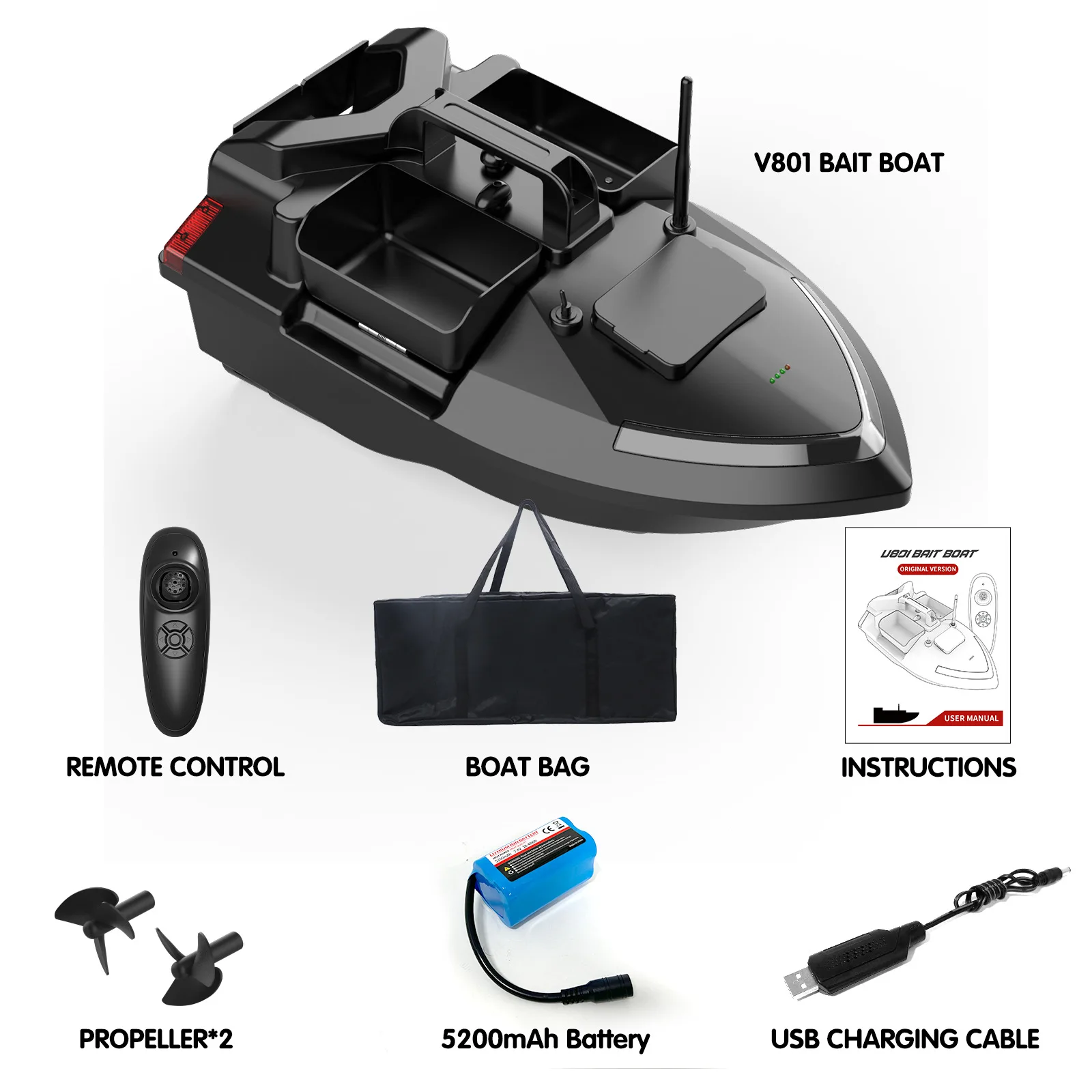 10KM/H High Speed RC Bait Launching Boat Dual Motors Battery Powered Smart Fishing Baiting Vessel for Carp Fishing Accessories