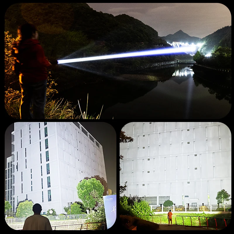 مصباح يدوي مصنوع من سبائك الألومنيوم، قوي وقابل لإعادة الشحن، فائق السطوع، طويل المدى، بطارية وهج الرماية، راقية #6