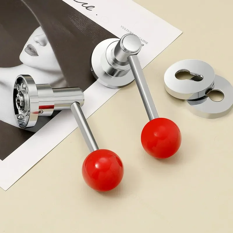 Simple Silent Split Magnetic Door Lock Zinc Alloy Red Ball Latch for Household Bedroom Office Indoor Use
