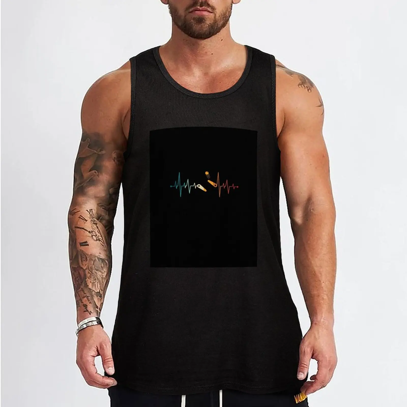 Pinball Heartbeat Automatic Retro Flipper Vintage Gamer Tank Top summer clothes for men T-shirt sports