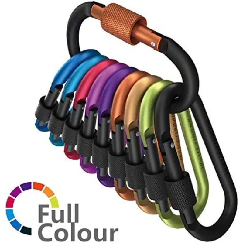 Neu! Hochwertige Karabinerhaken mit Schraubverschluss, 10er-Pack Karabinerhaken für Wanderungen mit 7,5 mm Durchmesser Aluminiumstab – Detail 2