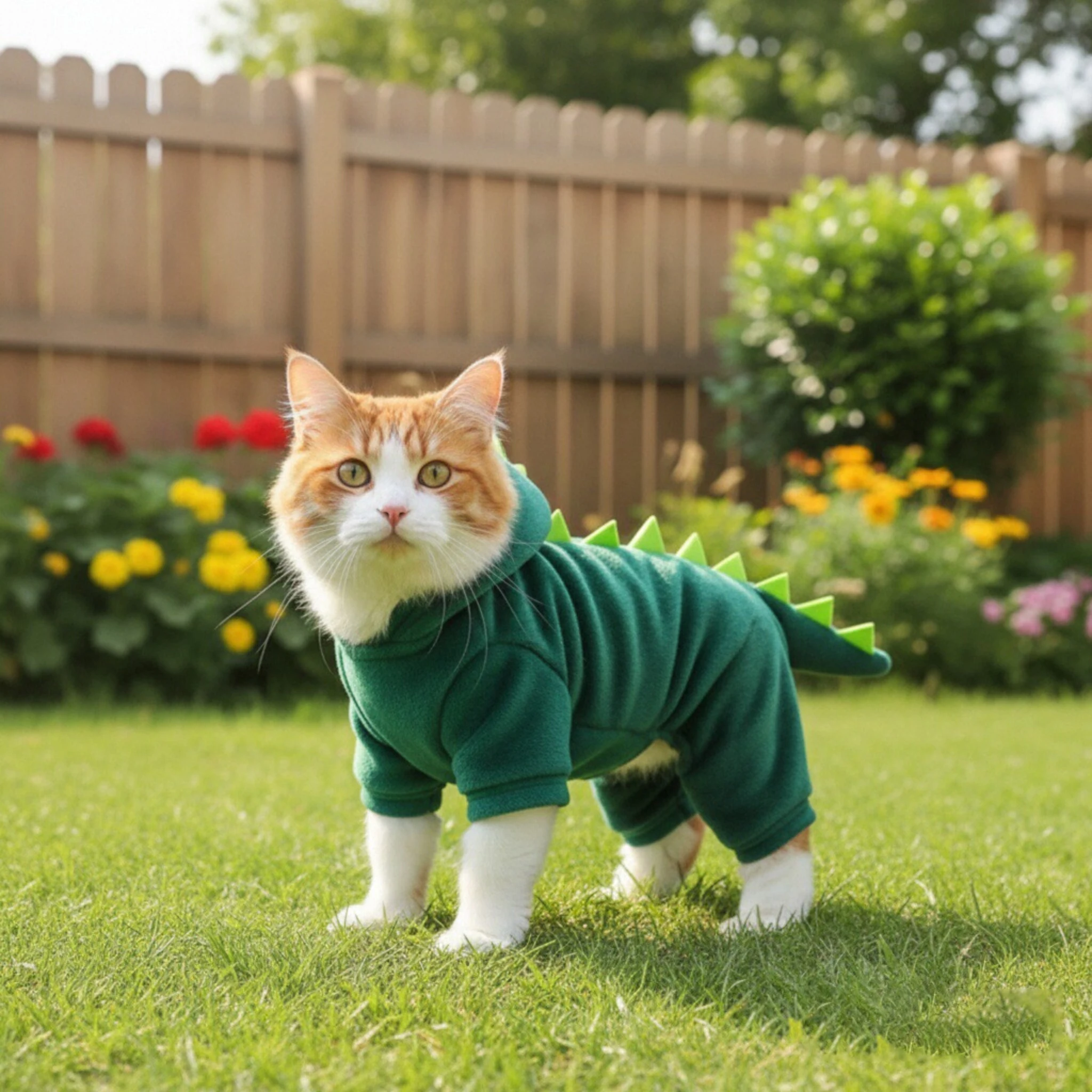 Gemütliches Dinosaurier-Katzen-Kleidungsset, mit Plüsch gefüttert, weich und leicht, für kleine Haustiere, Kostümpartys und den Einsatz im Freien, Herbst-Winter-Bekleidung