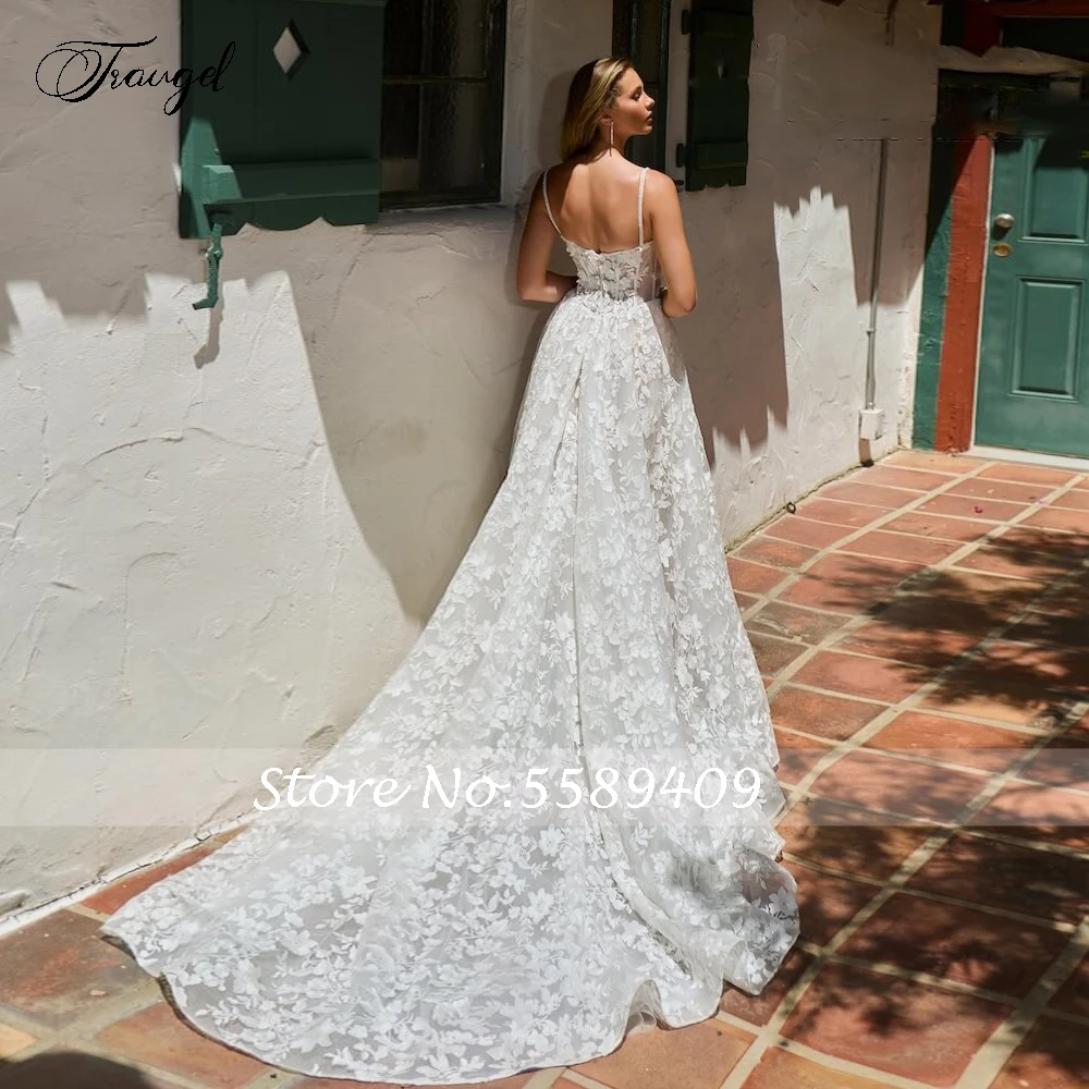 Customized A-Line Delicate Wedding Dresses Spaghetti Straps Vestido De Novia Lace Appliques Flowers Vintage Robe De Mariee