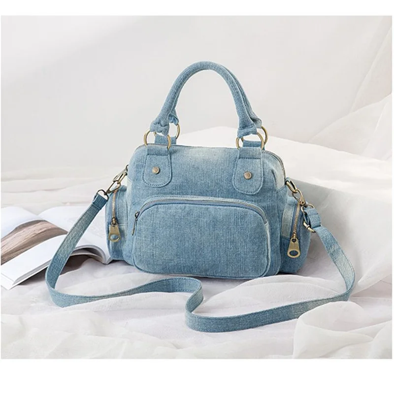 2023 High Quality Women Denim Shoulder Bags Vintage Style Handbags Vintage Women Travel Bags 2 Colors Drop Shipping