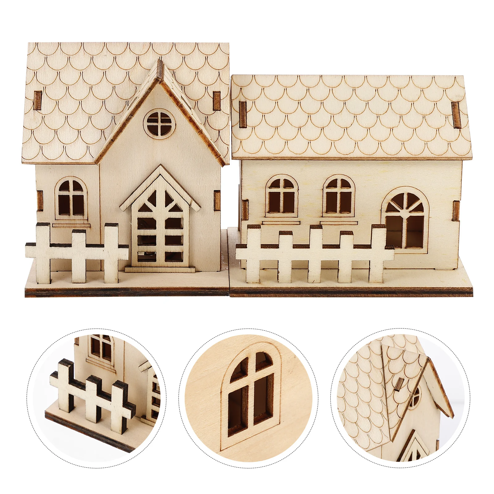 

2pcs Luminous Log Cabin Decor Christmas Wooden House Tabletop Ornament For Home Office Party Mall Decoration Xmas Adornments