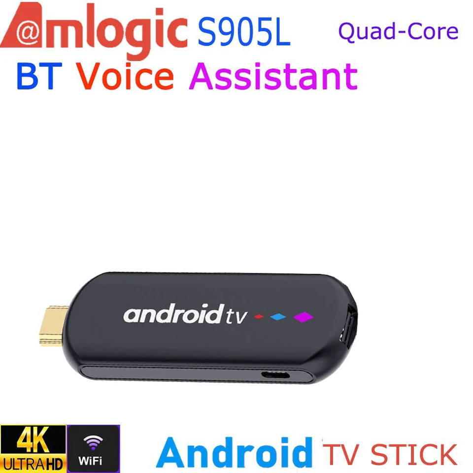 Amlogic S905L Quad Core Android TV Stick 4K Video WiFi BT Voice