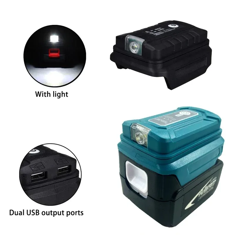 Imagem -02 - Luz Led Portátil com Dual Usb Adaptador de Bateria Li-ion Uso com Makita 18v Bateria Hongsong Lomvum Zhipu Camping Charge