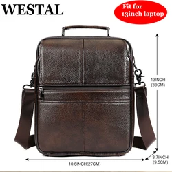 WESTAL Men's Leather Handbags for 13inch Laptop Bags Casual Document Shoulder Bags Leather Messenger Purse 6172