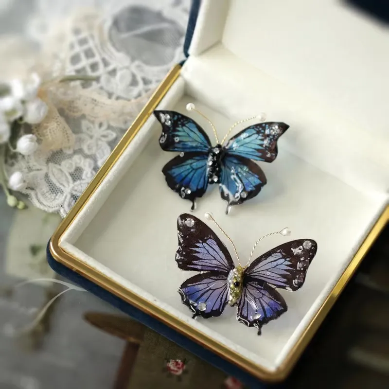 FXLRY Original Handmade Natural Pearl Vintage Forest Butterfly Brooch Pin Decoration Dress Fashion Corsage Accessories