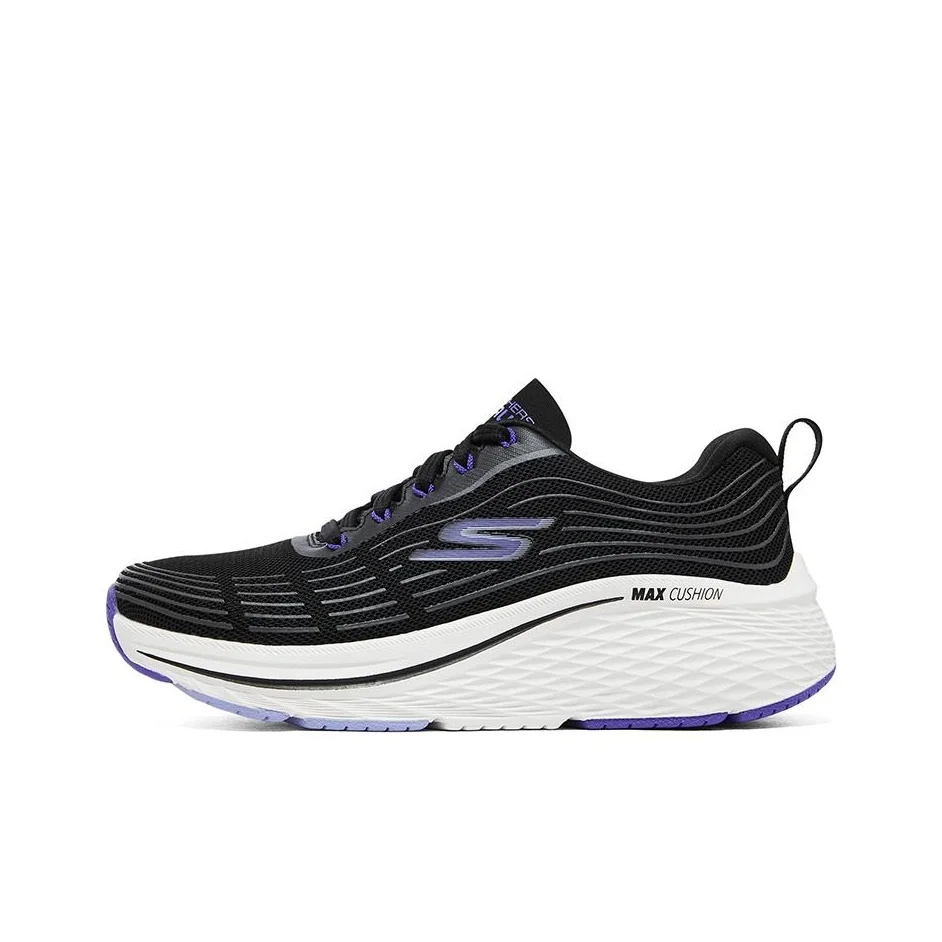 Skechers Max Cushioning Running Shoes Women's Low Top Black Blue 129600-BKPR
