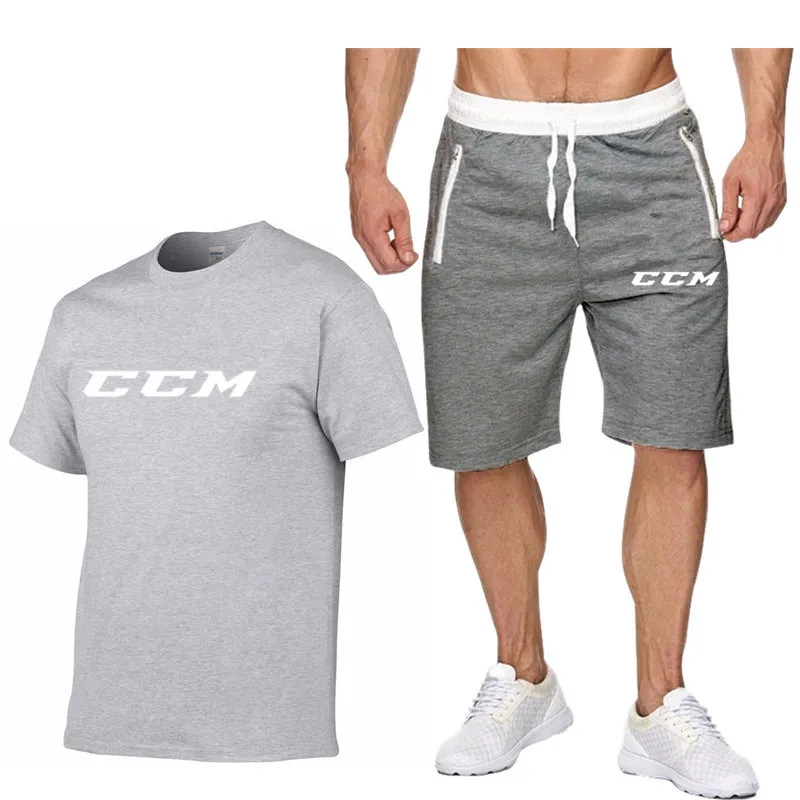 2022 New ccm Men\'s Sweatshirt Set T-shirt + shorts Tracksuit 2 Piece Set Outfits Jogger Suit Summer cotton Streetwear Clothes