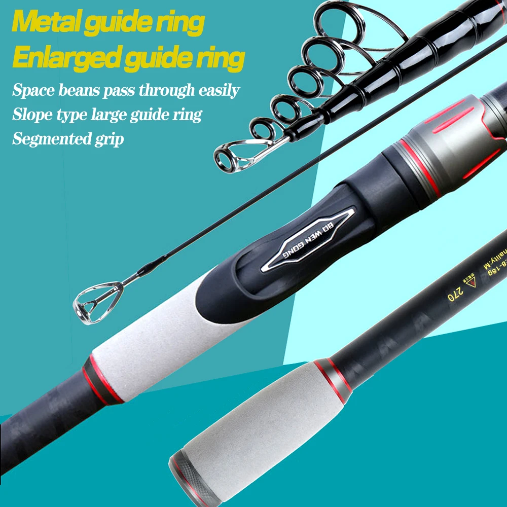 

Sea Bass Fishing Rods Carbon Fiber Lure 8-18g Big Eye Rings M Spinning Long Cast Telescopic Lure Fishing Jigging Rod 1.8-3.0m