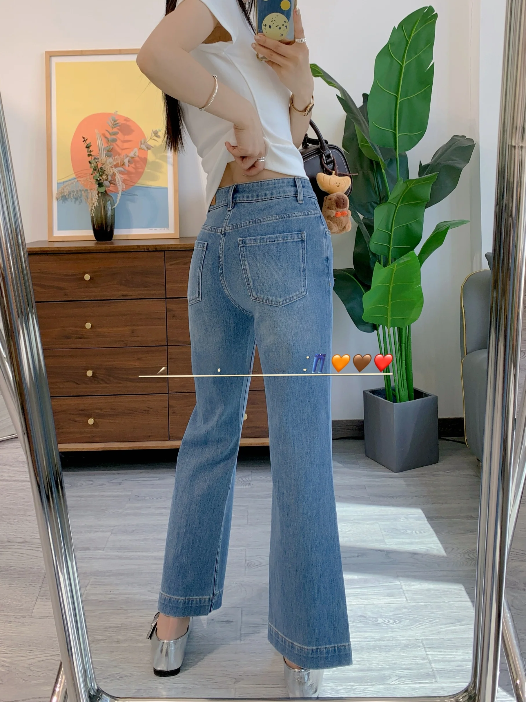 

Spring Summer New Style Women's Slim Fit High Waist Cotton Denim Pants Light Blue Elastic Flared Jeans Casual High Elasticity