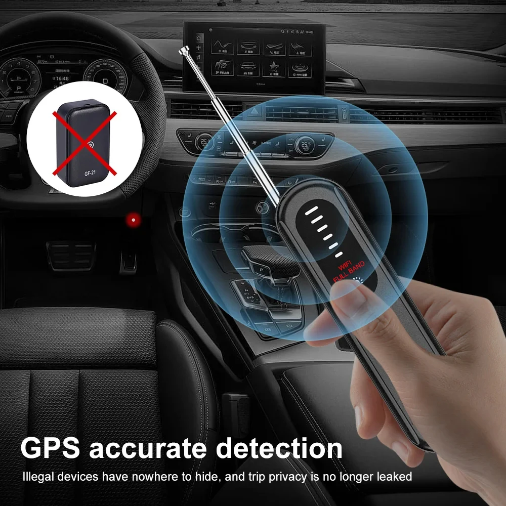 Rilevatore di telecamere nascoste Tester di dispositivi nascosti per Tracker GPS per auto Anti-spia professionale per prevenire la protezione della sicurezza delle riprese Stealth