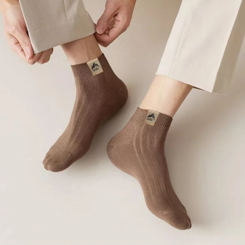 5 أزواج من الجوارب الرجالية البسيطة المريحة والقابلة للتنفس، جورب كاحل ناعم منخفض القطع عالي الجودة ممتص للعرق بلون سادة للرجال #4