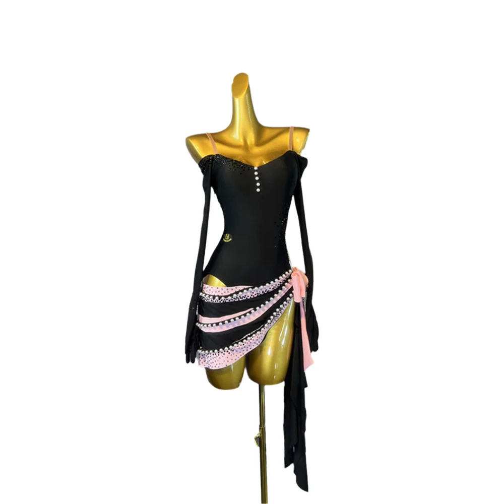 Costumes de danse latine pour femmes, adultes et enfants, jupes, capes en perles personnalisées haut de gamme, robes de spectacle Samba