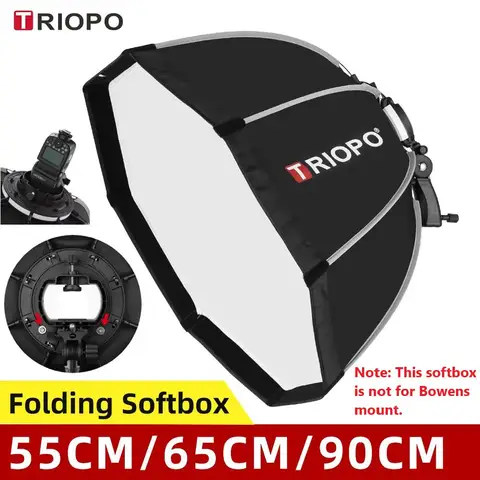 TRIOPO 55cm 65cm 90cm 120cm Foldable Octagon Softbox Bracket Mount Soft box Handle for Godox Yongnuo Speedlite Flash Light