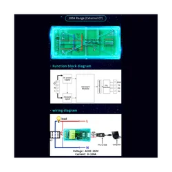 100A PZEM 004T 3.0 Wattmeter with Case+Open CT Kwh Meter Volt Amp Current Test Module for TTL COM2/COM3/COM4
