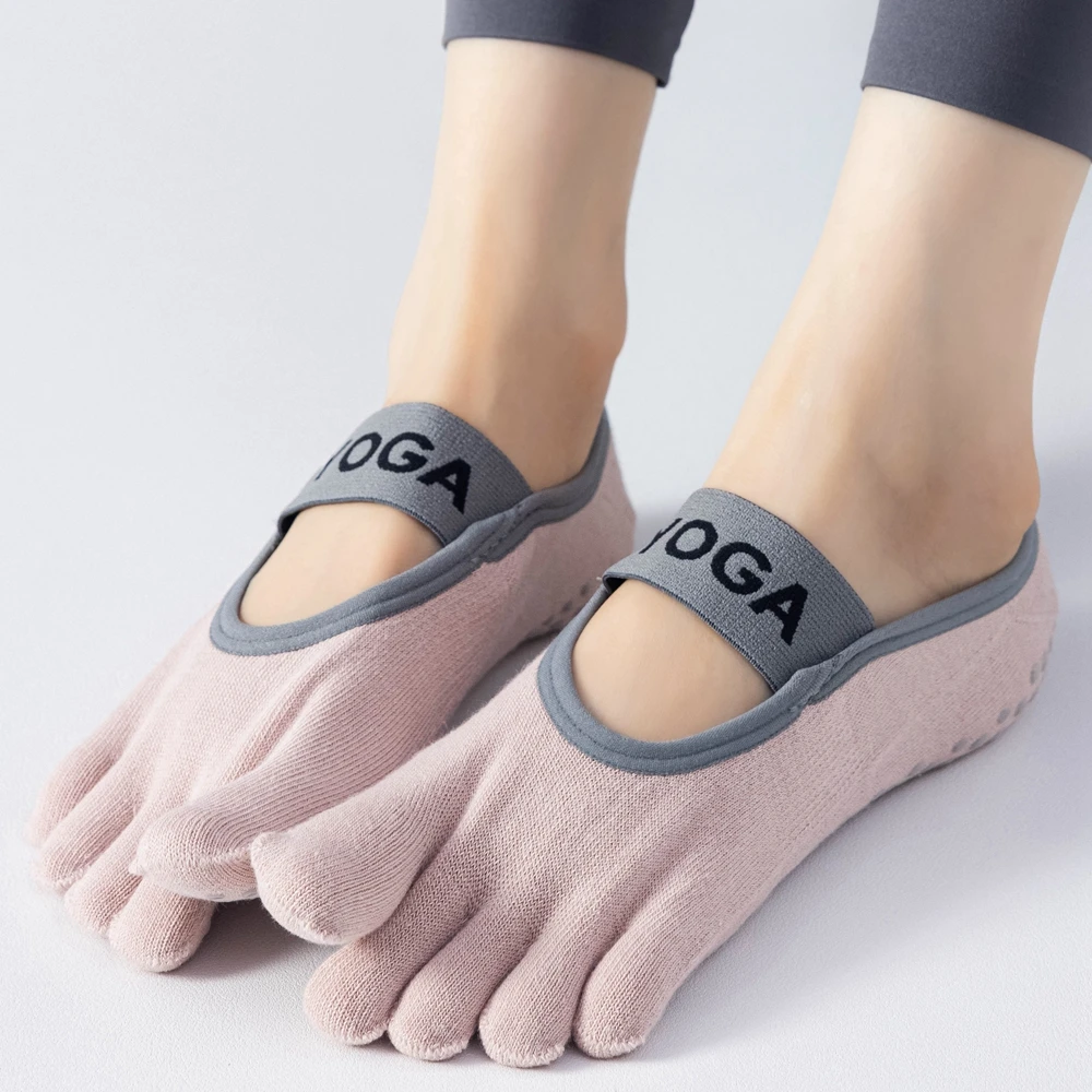 3 Pairs Women Yoga Socks with Separate Fingers Non-slip Toe Pilates Socks Shoes Antislip Five Finger Sports Socks Floor