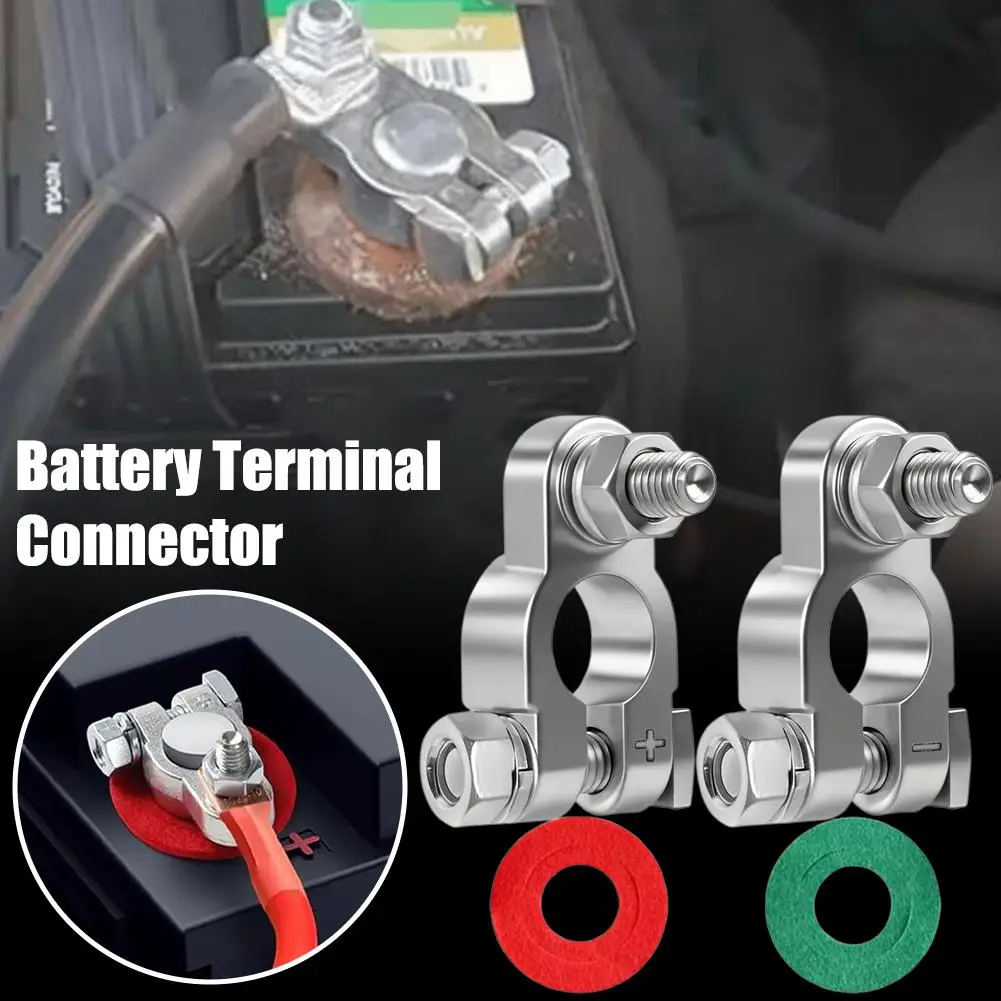 Universal Battery Terminal Connector Positive & Negative Clamps with Rust-Proof Washers for Auto Motorcycle Lorries Boats