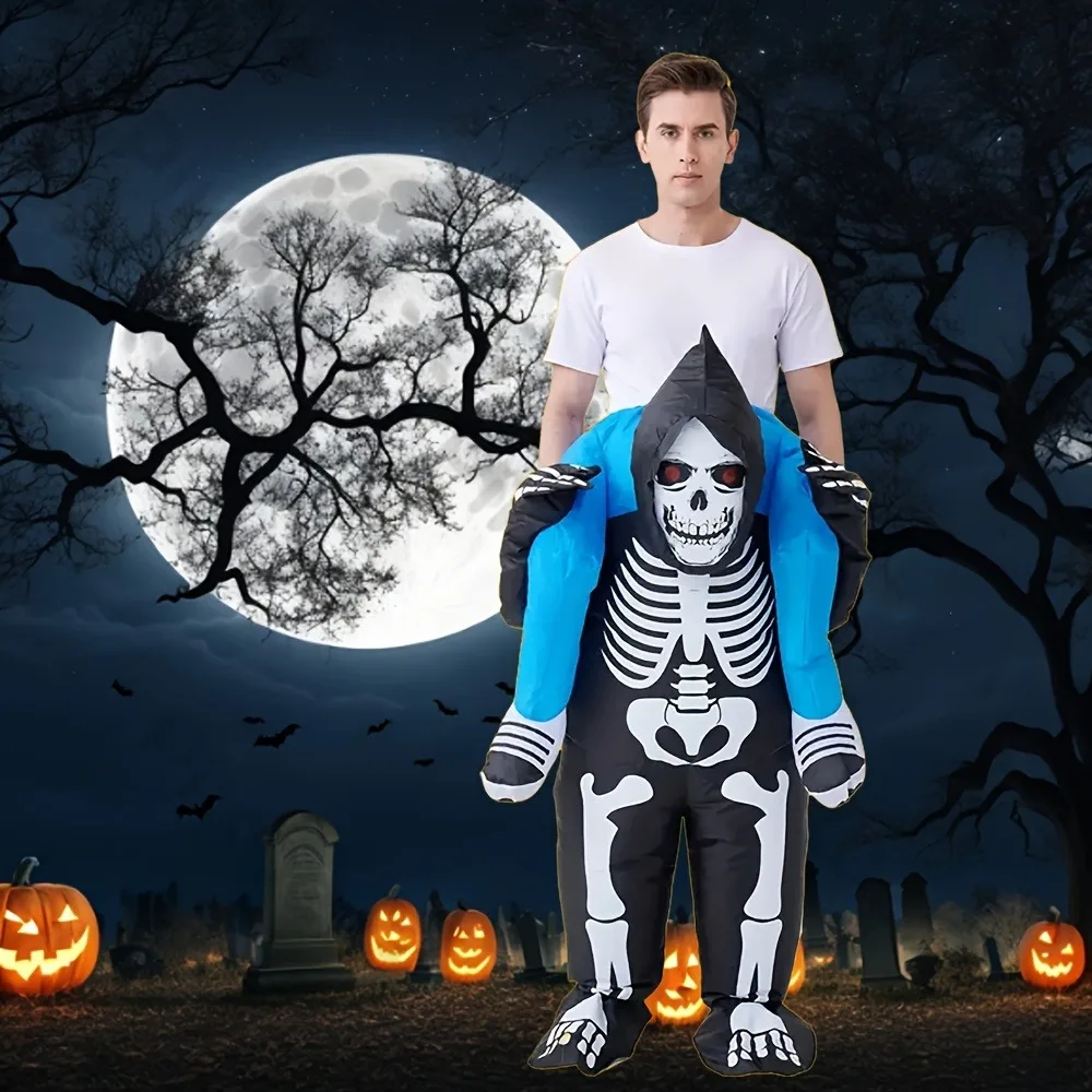 Halloween aufblasbares Totenkopfkostüm Cosplay Schulter- und Rückendesign aufblasbares Totenkopfkostüm Partyzubehör