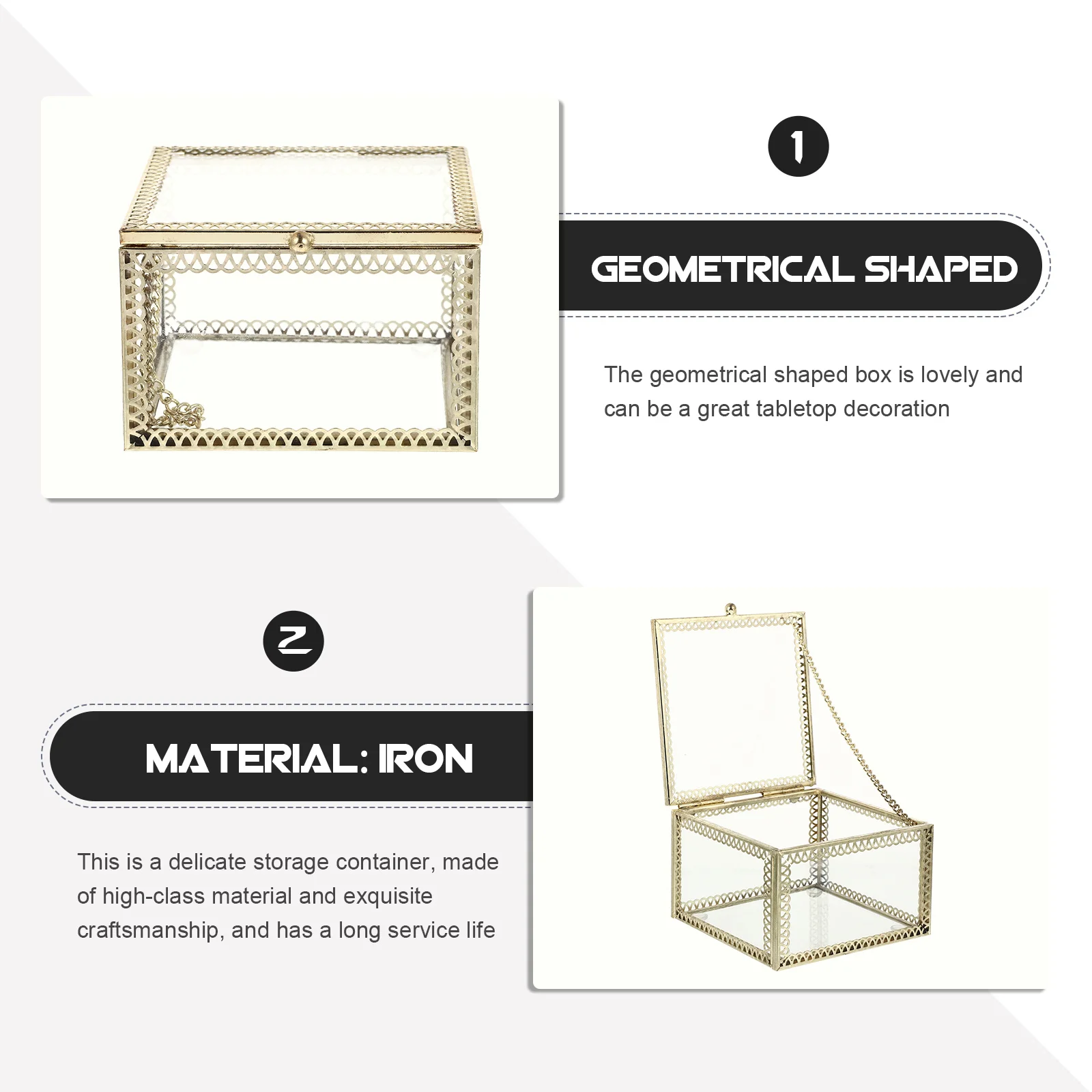 Luxurious Geometrical Shaped Jewelry Box High-Class Material Durable Practical Use Home Outdoors Decorative Storage Container