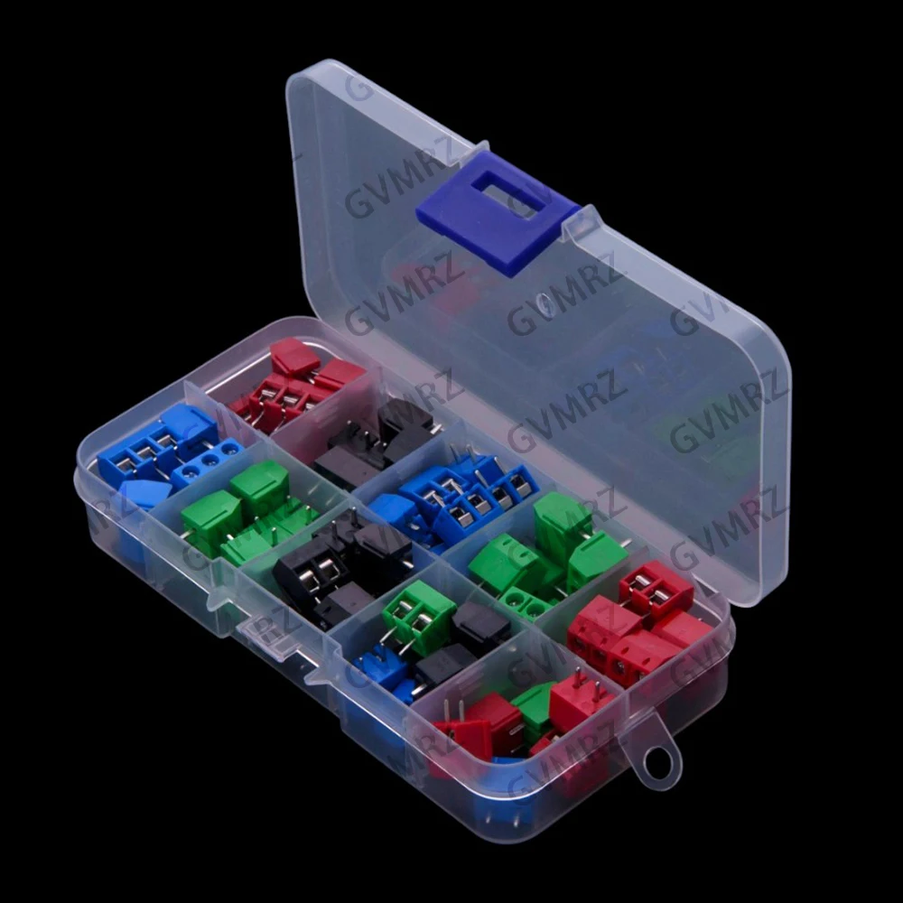 68PCS KF301-2P 3P Screw Terminal 5.0mm PCB Interlocking Terminal Connector Red Black Blue Green Black 5.0mm