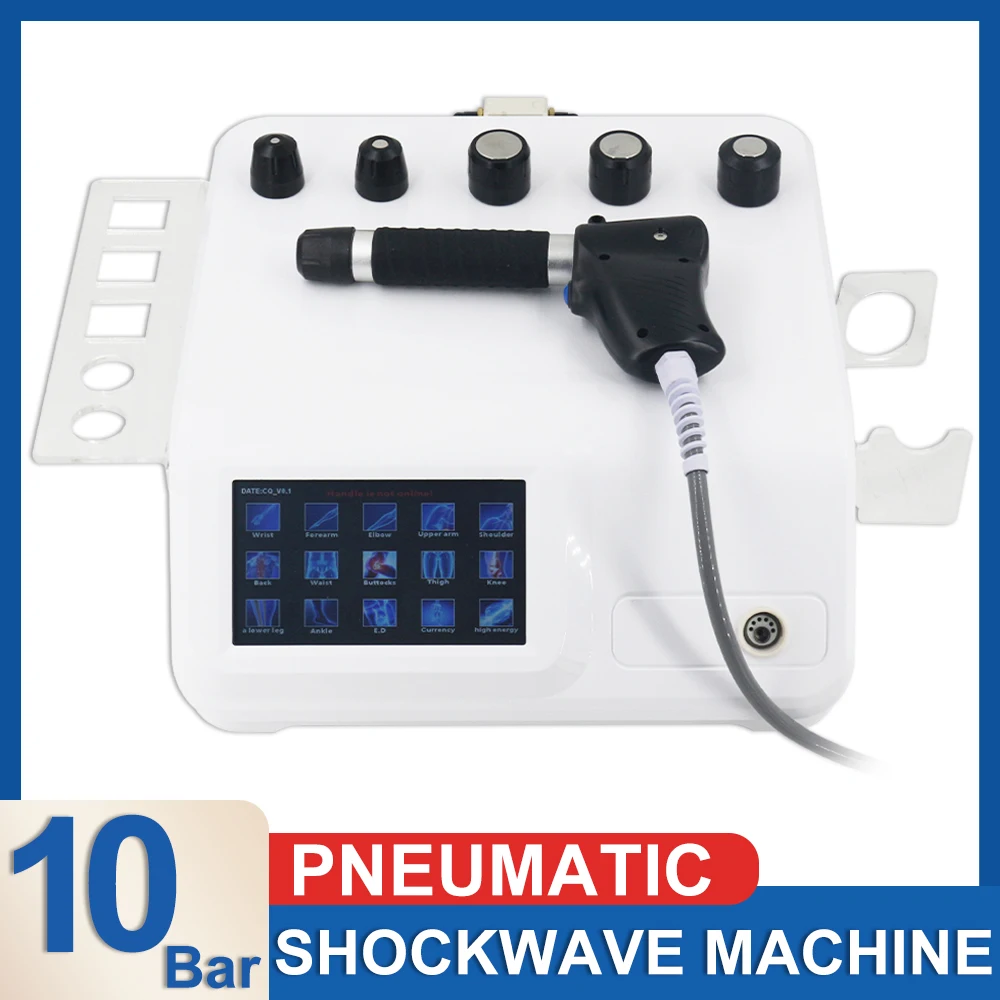 ﻿ 10Bar Pneumatic Shockwave Therapy Machine For ED Treatment Back Pain Relief  Body Massager Professional Shock Wave ﻿