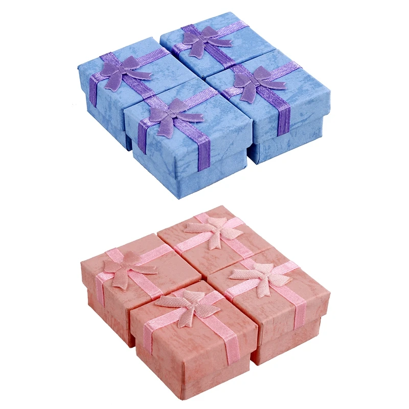 48Pcs Fashion Jewelry Box, Ring Earring Jewelry Display Gift Box Bowknot Square Case