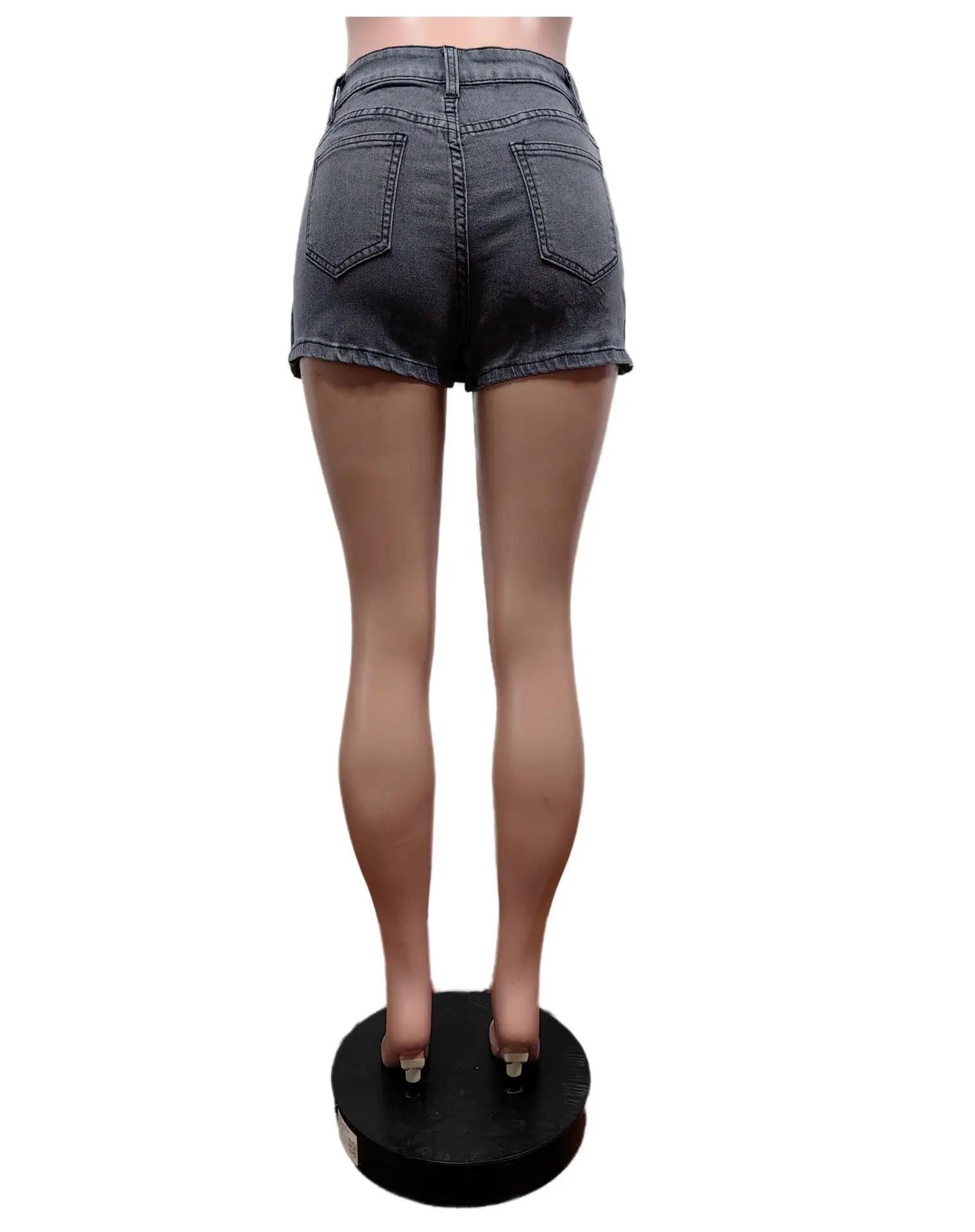 Women Denim Shorts Solid Washed High Waist Jeans Skinny Spliced Distressed Washed Sexy  Patchwork Zipper Fly Slim Fit